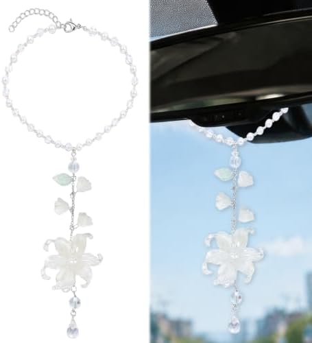 White Calla Lily Resin Car Charm – Oversized Rearview Mirror Hanger by Unknown