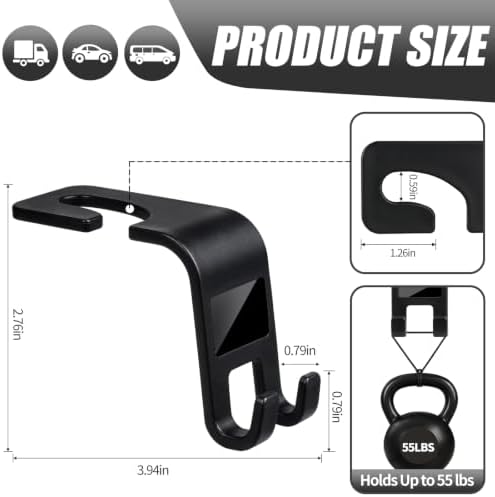 ZSDY Car Seat Headrest Hooks Heavy Duty Vehicle Back Seat Storage Organizer - Image 2