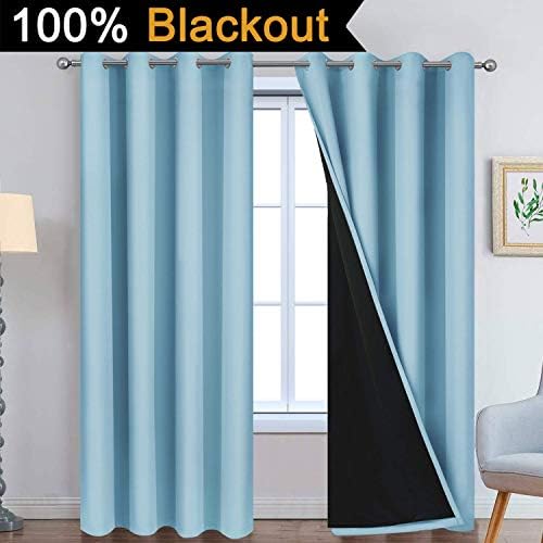 Yakamok Sky Blue 100% Blackout Curtains 96 Inches Long 52" Wide 2 Panel - Image 2