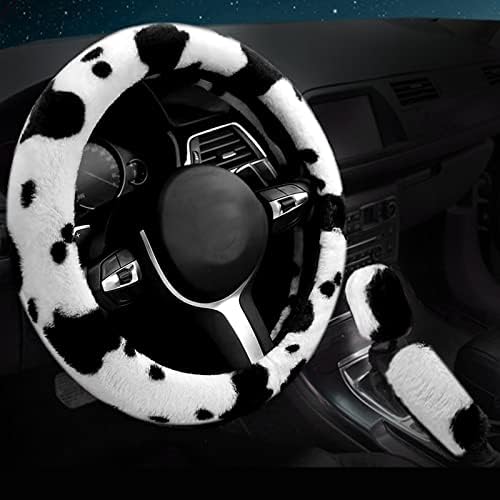 6PCS Set car Interior Aesthetic Accessories, Fluffy Cute Cows Steering Wheel - Image 4