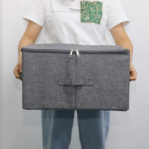 Fabric Storage Bins with Lid, Large Blanket Closet Storage Box, Zipper Lid - Image 7