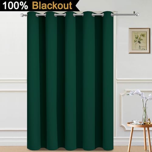 Yakamok Dark Green Blackout Patio Door Curtain Panels W70 x L84, 1 Panel - Image 2