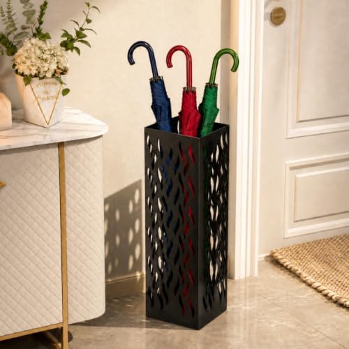 Noamus Metal Umbrella Holder, Heavy Square Canes Walking Sticks Stand Rack - Image 6