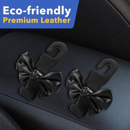 Car Seat Headrest Hooks, Leather Cute Bow Vehicle Hooks - Image 6
