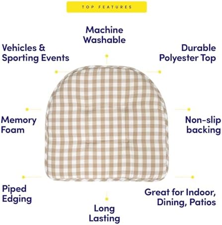 Sweet Home Collection Chair Cushion Memory Foam Pads Tufted Slip Non Skid - Image 5