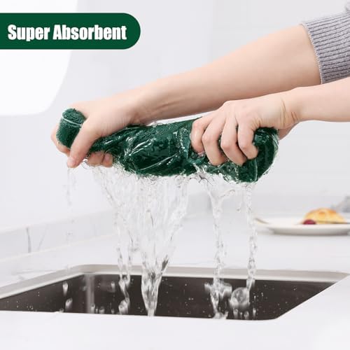 Homaxy Microfiber Kitchen Towels and Dishcloths Sets, 12 Pack, Dark Green - Image 3
