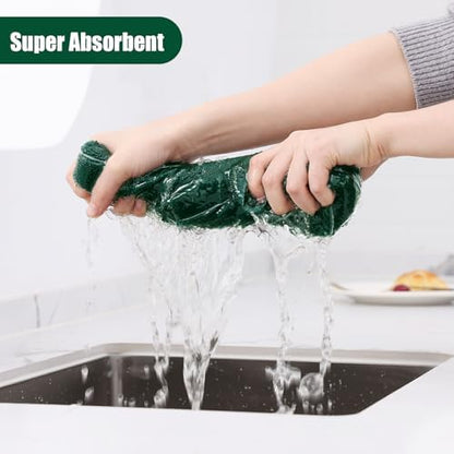 Homaxy Microfiber Kitchen Towels and Dishcloths Sets, 12 Pack, Dark Green - Image 3