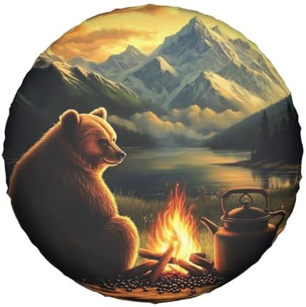 Bear Campfire Moutain Universal Spare Tire Cover, 16 Inch, Cute Waterproof by Unknown