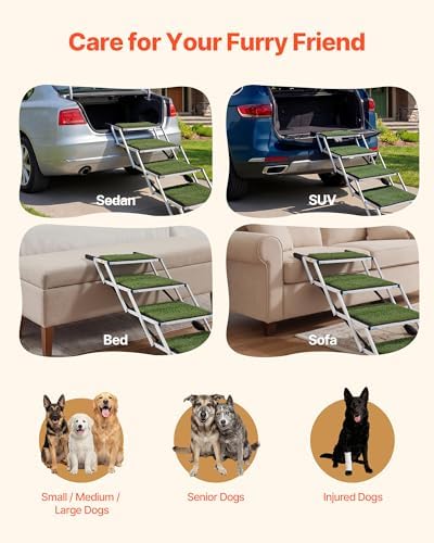 VEVOR Dog Stairs for Car, 4 Steps Extra Wide Foldable Dog Ramp for Large Dogs - Image 6