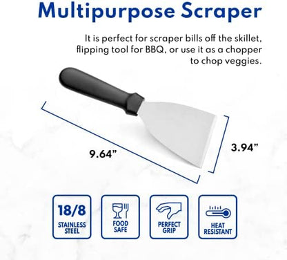 New Star Foodservice Stainless Steel Slant Edge Grill Scraper - Image 7