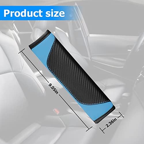 AUCELI 2PCS Carbon Fiber Car Seat Belt Cover, Breathable Leather - Image 2