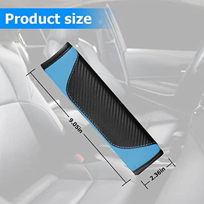 AUCELI 2PCS Carbon Fiber Car Seat Belt Cover, Breathable Leather - Image 2