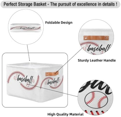 AUUXVA Storage Basket Baseball Stitches Storage Cube Box Sport Baseball Basket - Image 6
