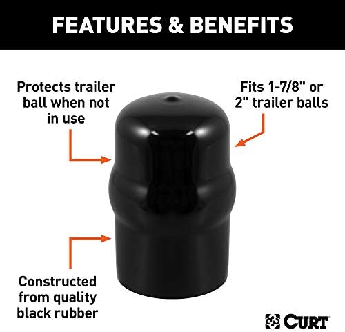 CURT 21800 Black Rubber Trailer Hitch Ball Cover, 1-7/8 or 2-Inch Diameter - Image 3