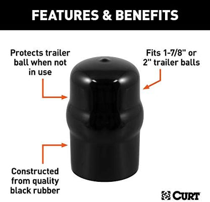 CURT 21800 Black Rubber Trailer Hitch Ball Cover, 1-7/8 or 2-Inch Diameter - Image 3