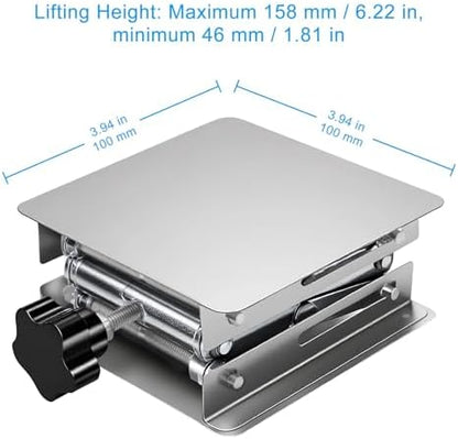 Stainless Steel Scissor Jack, 100x100mm Platform - 5kg Capacity Adjustable Lift - Image 2