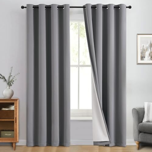 Yakamok Grey 100% Blackout Curtain Panels 84 inches, 2 Panels by Yakamok