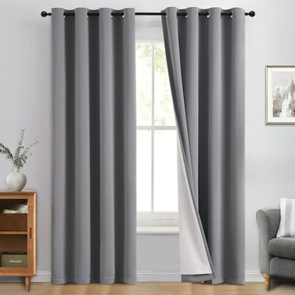 Yakamok Grey 100% Blackout Curtain Panels 84 inches, 2 Panels by Yakamok