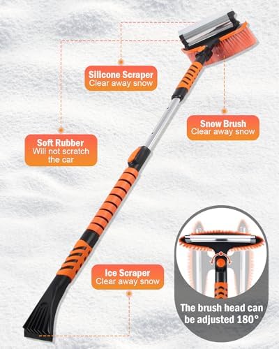 Ice Scrapers for Car Windshield, 180° Pivoting Snow Brush and Ice Scraper for - Image 5