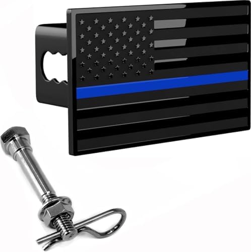 USA Metal Flag Hitch Cover Fits 2" Receivers Black & Black by AutoAccessores