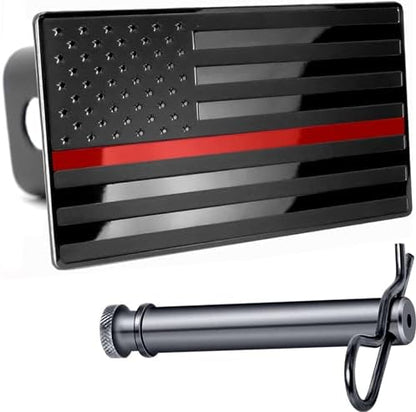 5"x3" American Black Flag Metal Hitch Cover by AutoAccessores