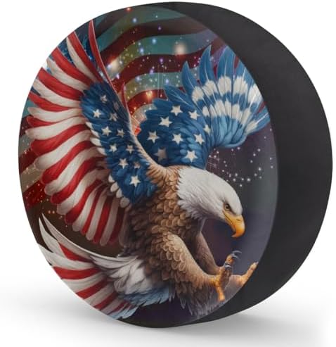 Spare Tire Cover for RV Trailer, American Flag Eagle Waterproof Sun Leather - Image 2