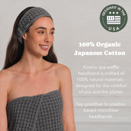 Luxury Organic Japanese Cotton Waffle Spa Headband - Image 3