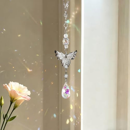 8 Inch Butterfly Crystal Suncatcher Car Rearview Mirror Charm - Image 2
