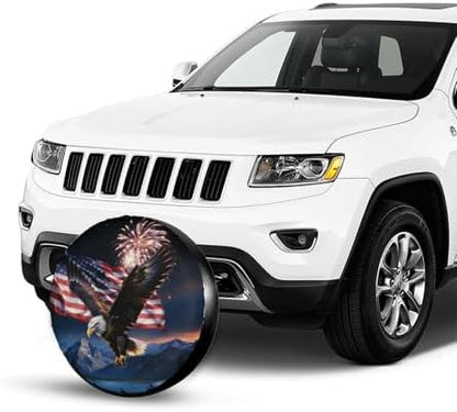 PVC Leather Spare Tire Covers for Trailers, Funny American Bald Eagle USA Flag - Image 4