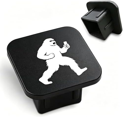 Hitch Cover Fits for 2 Inch Hitch Sasquatch Walk While Holding a Phone Towing by Unknown