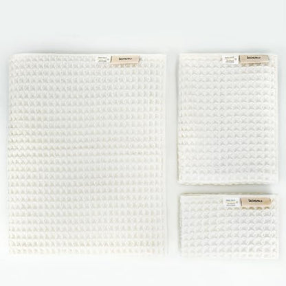 Luxury Organic Japanese Cotton Waffle Bath Towel | Thick, Quick Dry Bathroom by KOSMU