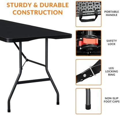 Lakhow 6FT Folding Table, Fold in Half Heavy Duty Plastic Utility Table - Image 4
