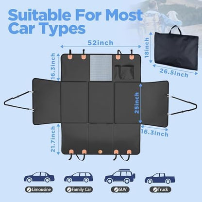 MYJAQI Back Seat Extender for Dogs, Hard Bottom Dog Car Seat Cover - Image 4