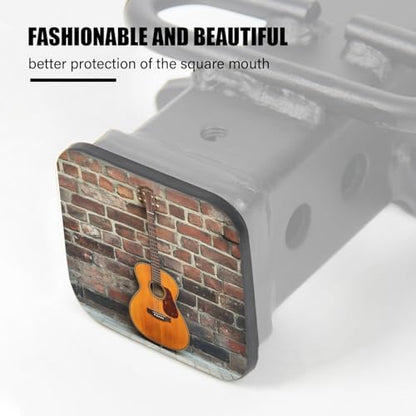 Hitch Cover Fits for 2-Inch Hitch, Acoustic Guitar Leaning Against Brick Wall - Image 4
