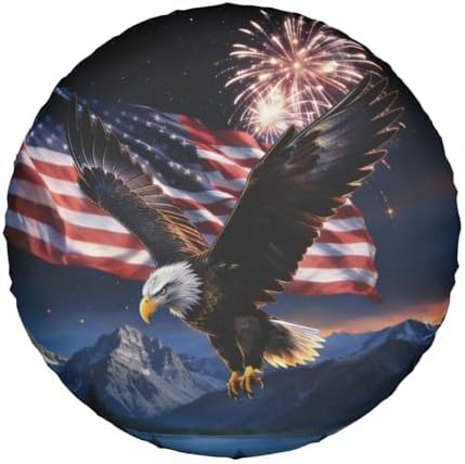PVC Leather Spare Tire Covers for Trailers, Funny American Bald Eagle USA Flag - Image 7