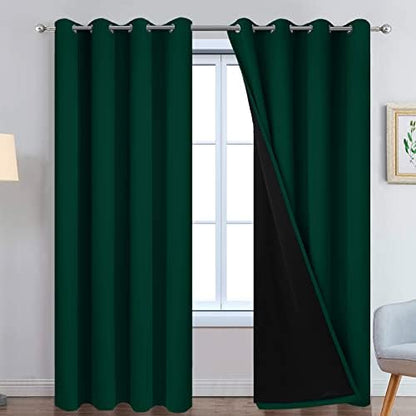 Yakamok Dark Green 100% Blackout Curtains 84 Inches Long 52" Wide 2 Panels by Yakamok