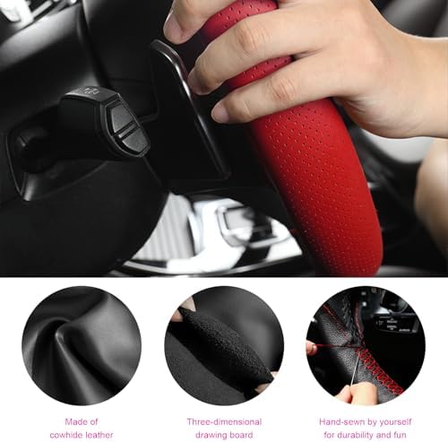 Ziciner Genuine Leather Steering Wheel Cover, Stitch on Wrap, Breathable - Image 3
