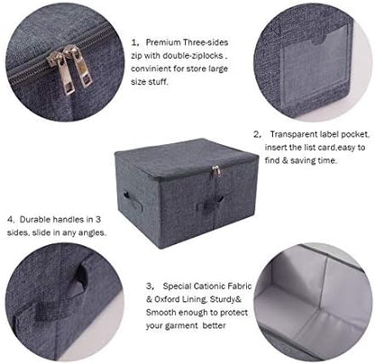 2Pcs Fabric Folding Washable Wardrobe Clothes Storage Baskets - Image 3