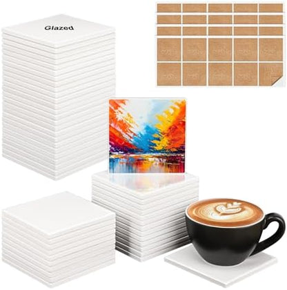 50 Pack 4 x 4 Inch Square Sublimation Ceramic Tiles by IHDYPPEW