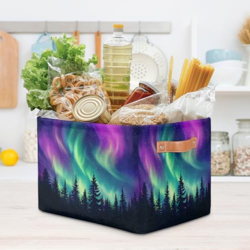 Storage Basket Northern Light Aurora Storage Cube Box Durable Canvas - Image 7