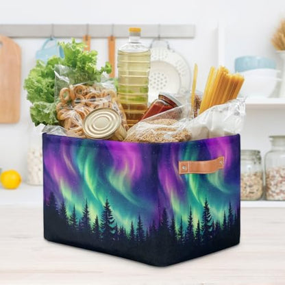 Storage Basket Northern Light Aurora Storage Cube Box Durable Canvas - Image 7