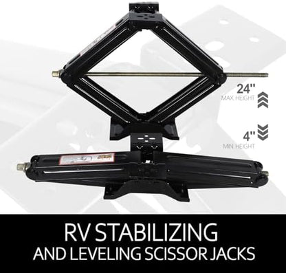 5000 lb Lift 24" RV Stabilizing Scissor Jack, Scissor Lifting Jacks w/Handle - Image 4