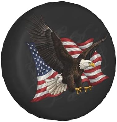 American Flag Eagle Spare Tire Cover SUV Trailer Truck RV 14 Inch by FATTTYCY