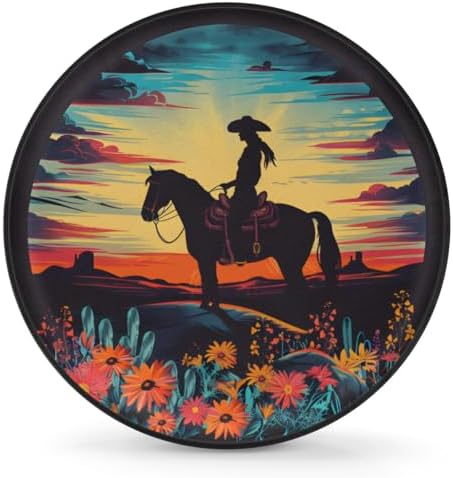Spare Tire Cover Cowgirl Riding Horse Wheel Covers Protectors Waterproof - Image 2