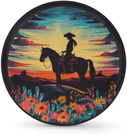 Spare Tire Cover Cowgirl Riding Horse Wheel Covers Protectors Waterproof - Image 2