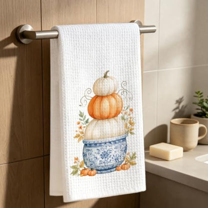 Harvest Pumpkin Kitchen Towel, Chinoiserie Fall Decor Gift Dish Towel - Image 6