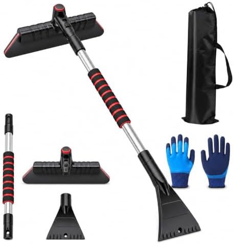 Snow Brush and Ice Scraper for Car, 3-in-1 29.5-Inch Telescoping Removal Tool by Unknown