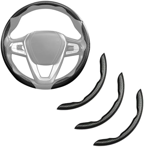 Carbon Fiber Steering Wheel Cover Universal 3pcs Protector Matte Black by HOME