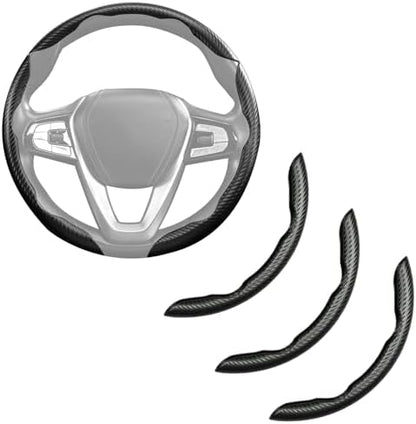 Carbon Fiber Steering Wheel Cover Universal 3pcs Protector Matte Black by HOME