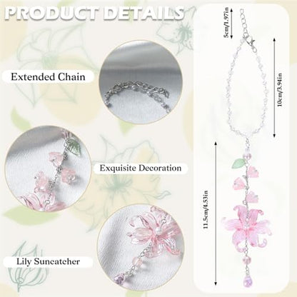 Lily Leaf Car Charm Pink Summer Waterlily Floral Suncatcher - Image 6
